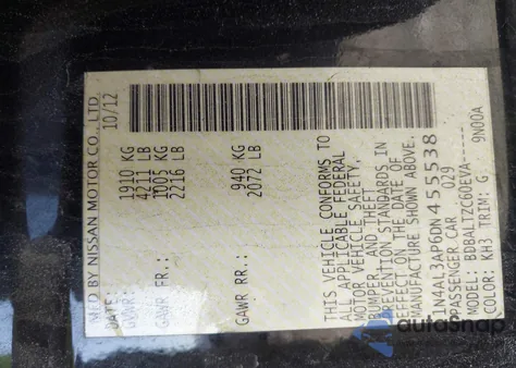 2013 Nissan Altima 2.5 Sv from USA, damaged, VIN 1N4AL3AP6DN455538